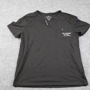 Military Unit-9 Shirt Kids XL Black Henley Pocket Graphic Tee Cotton Casual